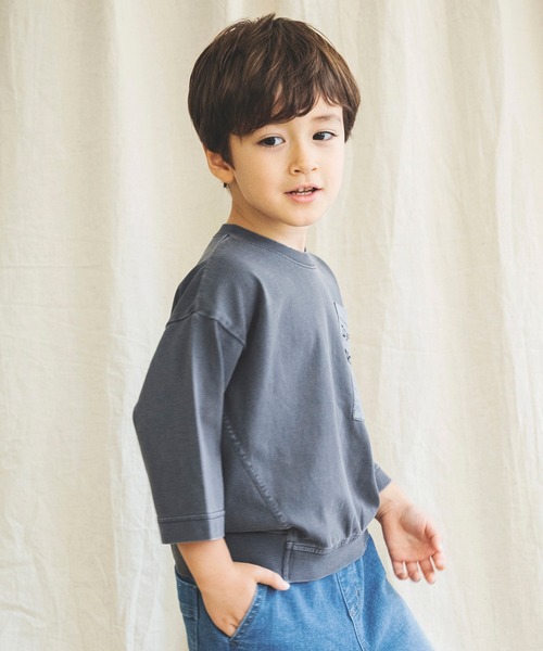 BRANSHES(ブランシェス)の「【ロゴポケット】8分袖Tシャツ(Tシャツ/カットソー・キッズ・ブルーグレー/チャコールグレー/パープル・110cm/140cm/90cm/130cm/120cm/150cm/100cm)」の6枚目の写真