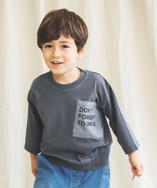 BRANSHES(ブランシェス)の「【ロゴポケット】8分袖Tシャツ(Tシャツ/カットソー・キッズ・ブルーグレー/チャコールグレー/パープル・110cm/140cm/90cm/130cm/120cm/150cm/100cm)」の7枚目の写真