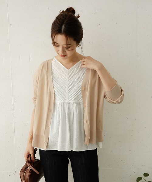 URBAN RESEARCH DOORS（アーバンリサーチドアーズ）の「Vネックワイドショートカーディガン（カーディガン/ボレロ・レディース・ブラック/キャメル/ライトベージュ・ONE）」の13枚目の写真