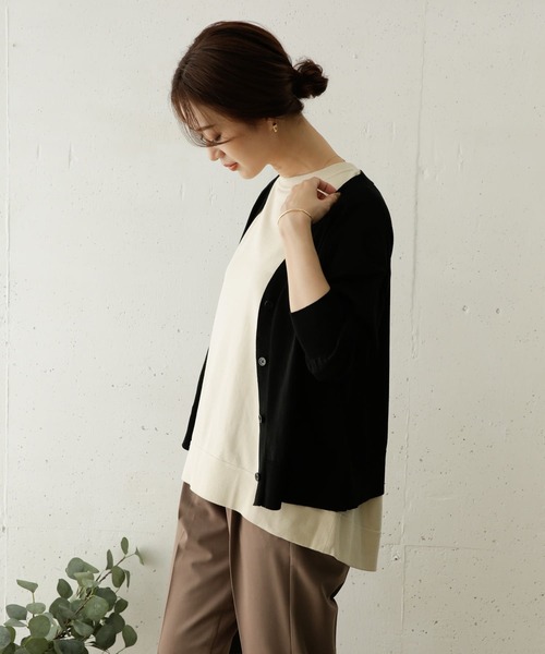 URBAN RESEARCH DOORS（アーバンリサーチドアーズ）の「Vネックワイドショートカーディガン（カーディガン/ボレロ・レディース・ブラック/キャメル/ライトベージュ・ONE）」の20枚目の写真