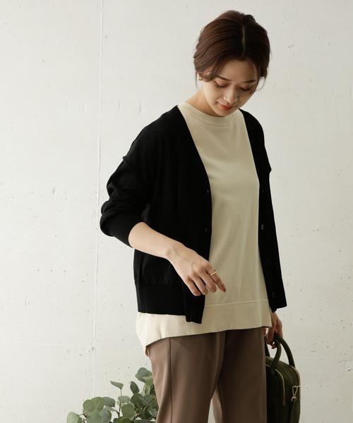 URBAN RESEARCH DOORS（アーバンリサーチドアーズ）の「Vネックワイドショートカーディガン（カーディガン/ボレロ・レディース・ブラック/キャメル/ライトベージュ・ONE）」の21枚目の写真