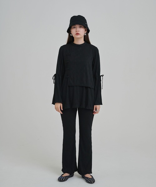 TINA：JOJUN（ティーナジョジュン）の「楊柳 フレアパンツ TINA：JOJUN（その他パンツ・レディース・ブラック/ホワイト・M/S）」の2枚目の写真