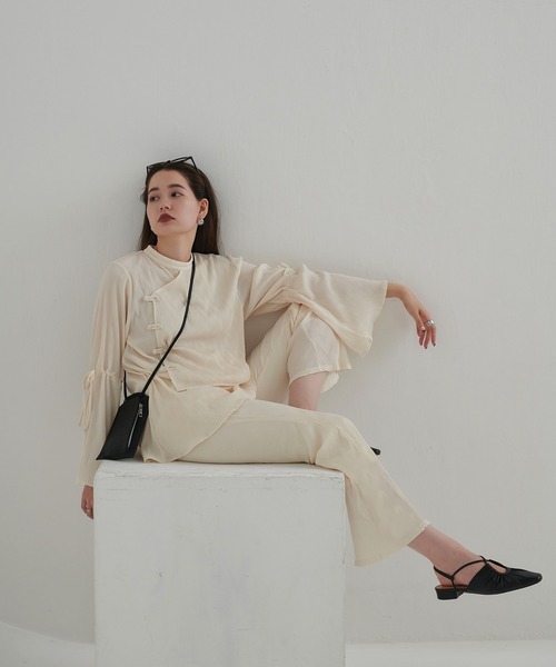 TINA：JOJUN（ティーナジョジュン）の「楊柳 フレアパンツ TINA：JOJUN（その他パンツ・レディース・ブラック/ホワイト・M/S）」の17枚目の写真