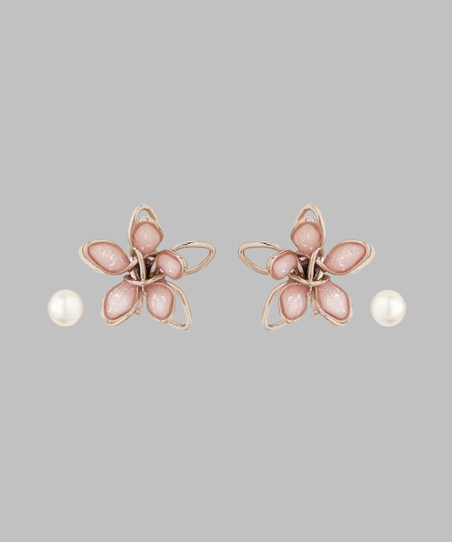 プチフラワー×プチパールピアス[2ペアセット]（ピアス（両耳用