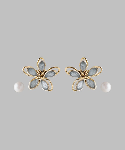 アネモネ(pearl　ピアス)新品 クラフト調プレート×パールピアス[K10] | アネモネ(ANEMONE
