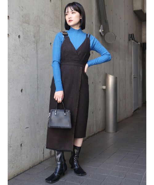 MURUA（ムルーア）の「アシメフリンジジャンスカ（ワンピース・レディース・ブラウン/グレー・1/2）」の2枚目の写真