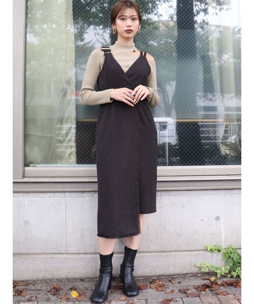 MURUA（ムルーア）の「アシメフリンジジャンスカ（ワンピース・レディース・ブラウン/グレー・1/2）」の11枚目の写真
