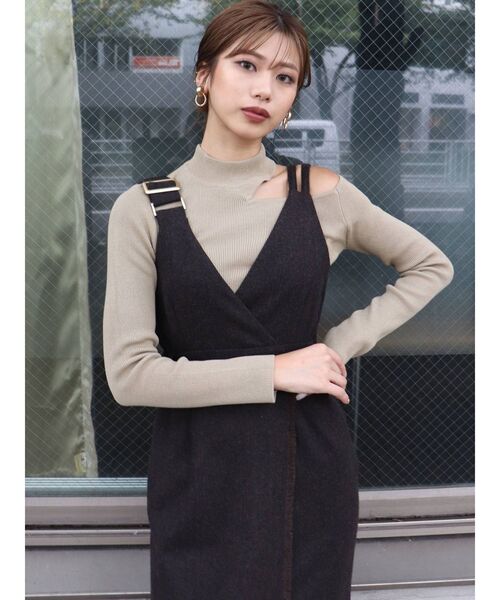 MURUA（ムルーア）の「アシメフリンジジャンスカ（ワンピース・レディース・ブラウン/グレー・1/2）」の14枚目の写真