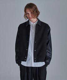 tk.TAKEO KIKUCHI | テックウールメルトン×シンセティックレザースタジャン(ブルゾン)