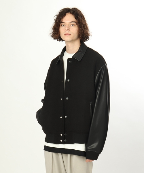 tk.TAKEO KIKUCHI（ティーケータケオキクチ）の「◆テックウールメルトン×シンセティックレザースタジャン（ブルゾン・メンズ・ブラック系4/ベージュ系その他7・88）」の5枚目の写真