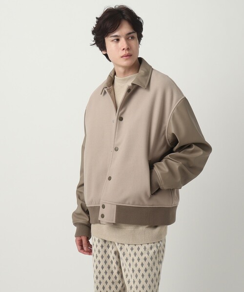 tk.TAKEO KIKUCHI（ティーケータケオキクチ）の「◆テックウールメルトン×シンセティックレザースタジャン（ブルゾン・メンズ・ブラック系4/ベージュ系その他7・88）」の3枚目の写真