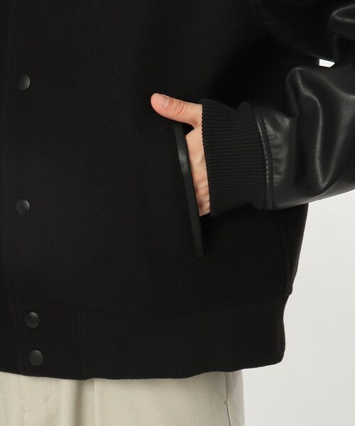 tk.TAKEO KIKUCHI（ティーケータケオキクチ）の「◆テックウールメルトン×シンセティックレザースタジャン（ブルゾン・メンズ・ブラック系4/ベージュ系その他7・88）」の8枚目の写真