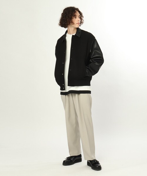 tk.TAKEO KIKUCHI（ティーケータケオキクチ）の「◆テックウールメルトン×シンセティックレザースタジャン（ブルゾン・メンズ・ブラック系4/ベージュ系その他7・88）」の16枚目の写真