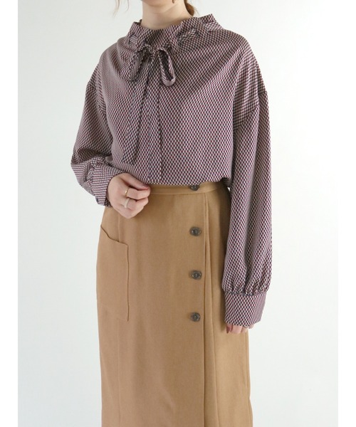 Te chichi（テチチ）の「柄アソートリボンボウタイブラウス（シャツ/ブラウス・レディース・オフホワイト/グリーン/グレー/ネイビー・ﾌﾘ-）」の4枚目の写真