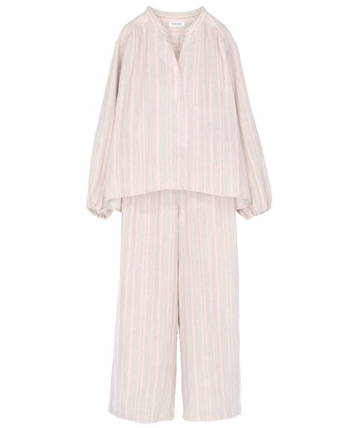 AMPHI(アンフィ)の「綿100%ダブルガーゼ×ストライプ パジャマ(セットアップ)(ルームウェア/パジャマ・レディース・ライトパープル/ベビーピンク・MEDIUM/LARGE)」の2枚目の写真