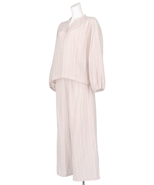 AMPHI(アンフィ)の「綿100%ダブルガーゼ×ストライプ パジャマ(セットアップ)(ルームウェア/パジャマ・レディース・ライトパープル/ベビーピンク・MEDIUM/LARGE)」の7枚目の写真