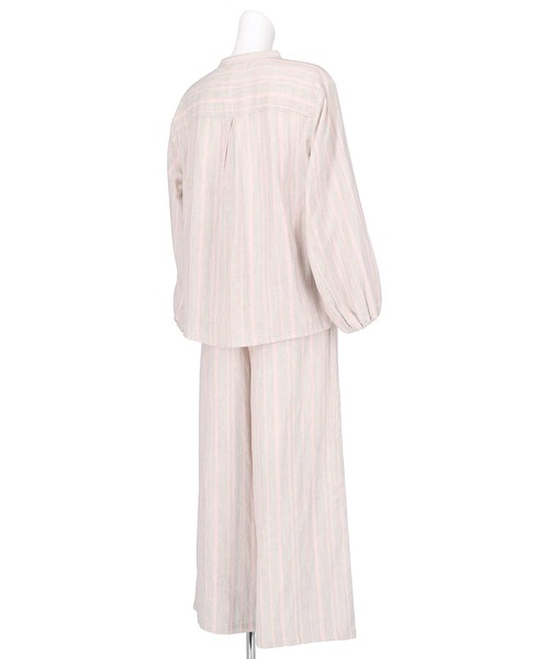 AMPHI(アンフィ)の「綿100%ダブルガーゼ×ストライプ パジャマ(セットアップ)(ルームウェア/パジャマ・レディース・ライトパープル/ベビーピンク・MEDIUM/LARGE)」の5枚目の写真