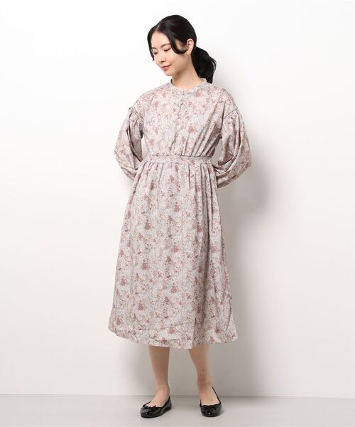 ehka sopo（エヘカソポ）の「水彩花柄ワンピース（ワンピース・レディース・モカ/ミント・ﾌﾘ-）」の5枚目の写真