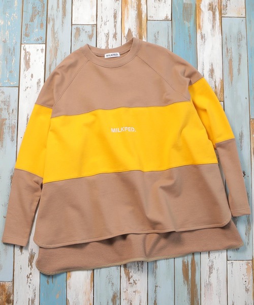 MILKFED.（ミルクフェド）の「BICOLOR WIDE TOP（スウェット・レディース・ブラック/ベージュ/アッシュ・ONE SIZE）」の6枚目の写真