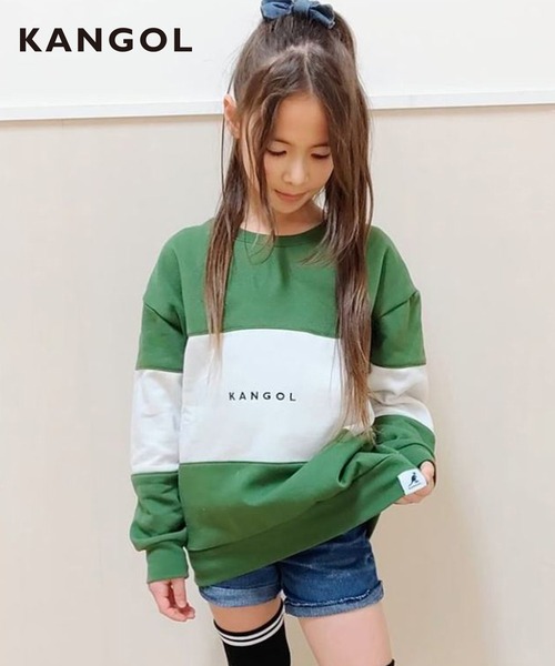 KANGOL（カンゴール）の「【KANGOL KIDS】裏起毛切替バイカラートレーナー（Tシャツ/カットソー・キッズ・ブラック/オレンジ/グリーン・150cm/130㎝/140㎝/120cm）」の3枚目の写真