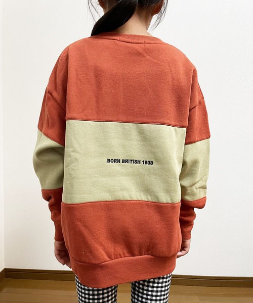 KANGOL（カンゴール）の「【KANGOL KIDS】裏起毛切替バイカラートレーナー（Tシャツ/カットソー・キッズ・ブラック/オレンジ/グリーン・150cm/130㎝/140㎝/120cm）」の8枚目の写真