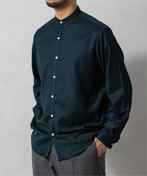 EDIFICE（エディフィス）の「ウォッシャブル ウール バンドカラー シャツ（シャツ/ブラウス・メンズ・ホワイト/ネイビー/ウッド/グリーン系その他・SMALL/MEDIUM/LARGE/X-LARGE）」の4枚目の写真