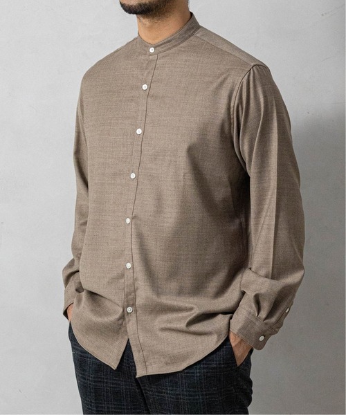 EDIFICE（エディフィス）の「ウォッシャブル ウール バンドカラー シャツ（シャツ/ブラウス・メンズ・ホワイト/ネイビー/ウッド/グリーン系その他・SMALL/MEDIUM/LARGE/X-LARGE）」の3枚目の写真