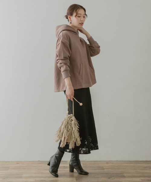 F by ROSSO（エフバイロッソ）の「F by ROSSO　ソフト裏毛フレアプルパーカー（パーカー・レディース・オフホワイト/グリーン/モカ・FREE）」の18枚目の写真