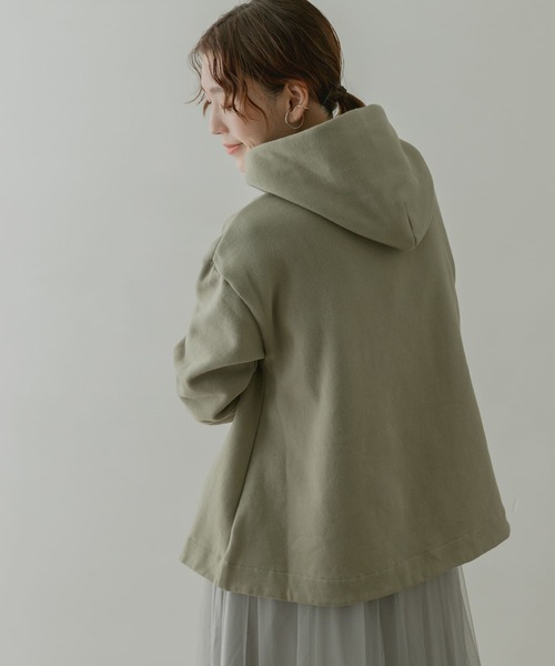 F by ROSSO（エフバイロッソ）の「F by ROSSO　ソフト裏毛フレアプルパーカー（パーカー・レディース・オフホワイト/グリーン/モカ・FREE）」の5枚目の写真