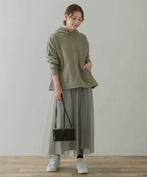 F by ROSSO（エフバイロッソ）の「F by ROSSO　ソフト裏毛フレアプルパーカー（パーカー・レディース・オフホワイト/グリーン/モカ・FREE）」の11枚目の写真