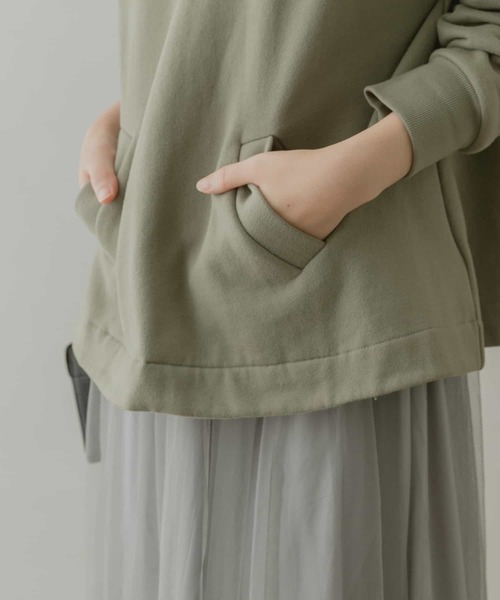 F by ROSSO（エフバイロッソ）の「F by ROSSO　ソフト裏毛フレアプルパーカー（パーカー・レディース・オフホワイト/グリーン/モカ・FREE）」の9枚目の写真