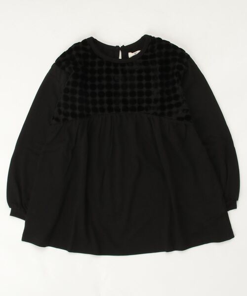 unica(ユニカ)の「ベロアドット切り替えプルオーバー(Tシャツ/カットソー・キッズ・ブラック/グリーン・120/130/140)」の2枚目の写真