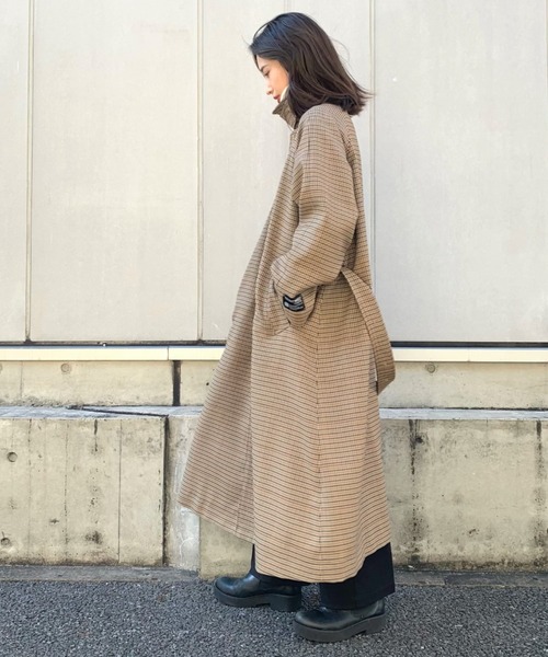 CIAOPANIC（チャオパニック）の「【RAXA/ラシャ】ベルテッドステンコート（ステンカラーコート・レディース・ブラック/ダークグリーン/ダークブラウン/ブルー/ベージュ・SMALL/MEDIUM）」の15枚目の写真