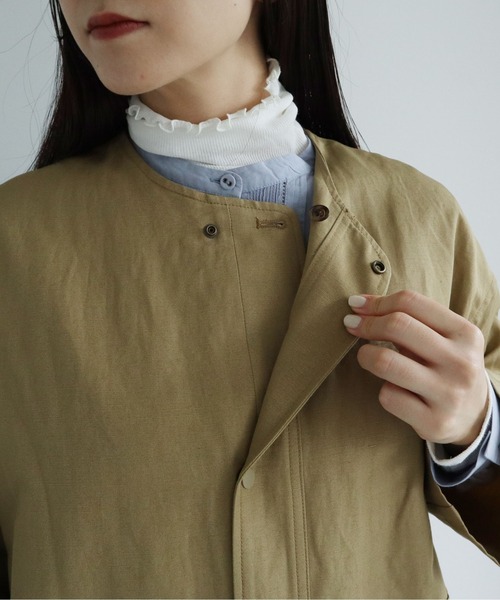 yuni（ユニ ）の「Finx コットンリネンオックス no collar コート 