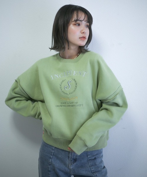 spoon store(スプーンストア)の「ロゴプリントウラキモウスウェット(スウェット・レディース・パープル/グリーン/アイボリー・フリー)」の1枚目の写真