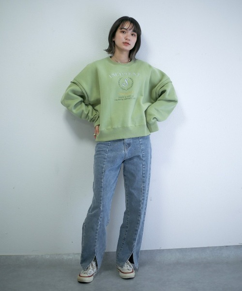 spoon store(スプーンストア)の「ロゴプリントウラキモウスウェット(スウェット・レディース・パープル/グリーン/アイボリー・フリー)」の19枚目の写真