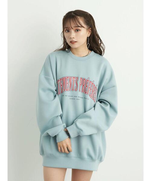 earth music&ecology（アースミュージックアンドエコロジー）の「カレッジロゴプルオーバー＊（スウェット・レディース・チャコールグレー/サックスブルー/ピンク/アイボリー・FREE）」の13枚目の写真