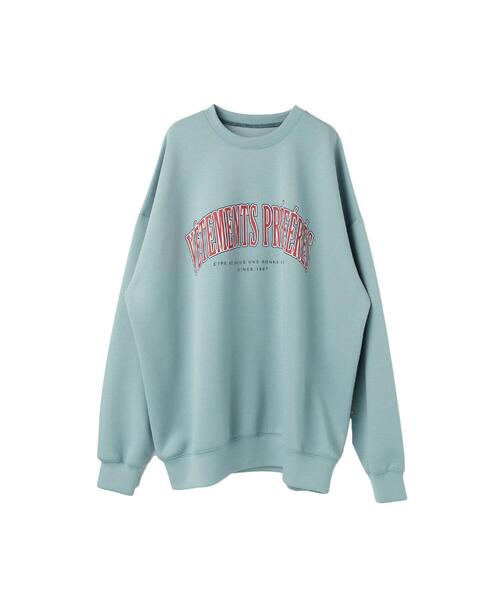 earth music&ecology（アースミュージックアンドエコロジー）の「カレッジロゴプルオーバー＊（スウェット・レディース・チャコールグレー/サックスブルー/ピンク/アイボリー・FREE）」の3枚目の写真