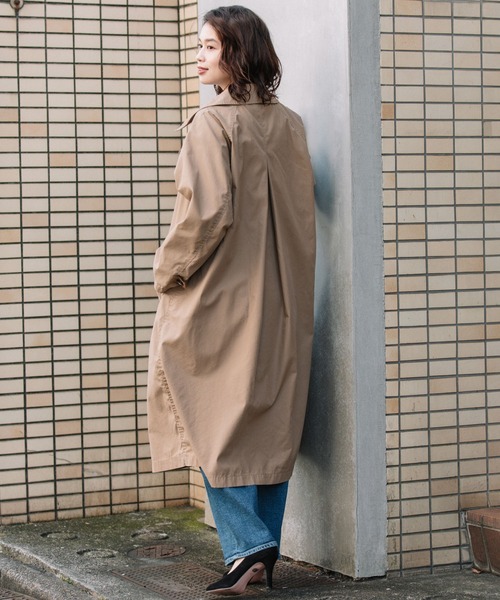 Munich（ミューニック）の「Munich(ミューニック) スパンポリエステルコットンウェザー　ダブルブレストコート/MN221C27（ステンカラーコート・レディース・ベージュ・S）」の3枚目の写真