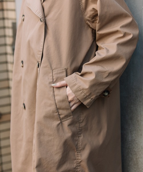 Munich（ミューニック）の「Munich(ミューニック) スパンポリエステルコットンウェザー　ダブルブレストコート/MN221C27（ステンカラーコート・レディース・ベージュ・S）」の5枚目の写真