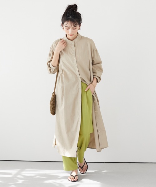 CRAFT STANDARD BOUTIQUE（クラフトスタンダードブティック）の「フロントタックフレアワンピース　＊◆（シャツワンピース・レディース・ホワイト/ベージュ/ミント・FREE）」の2枚目の写真