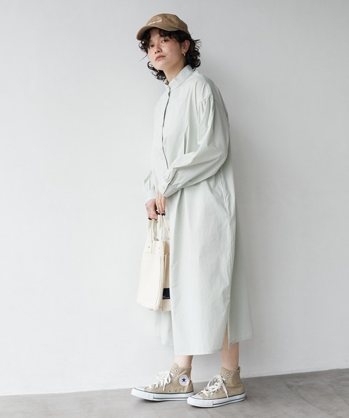 CRAFT STANDARD BOUTIQUE（クラフトスタンダードブティック）の「フロントタックフレアワンピース　＊◆（シャツワンピース・レディース・ホワイト/ベージュ/ミント・FREE）」の3枚目の写真