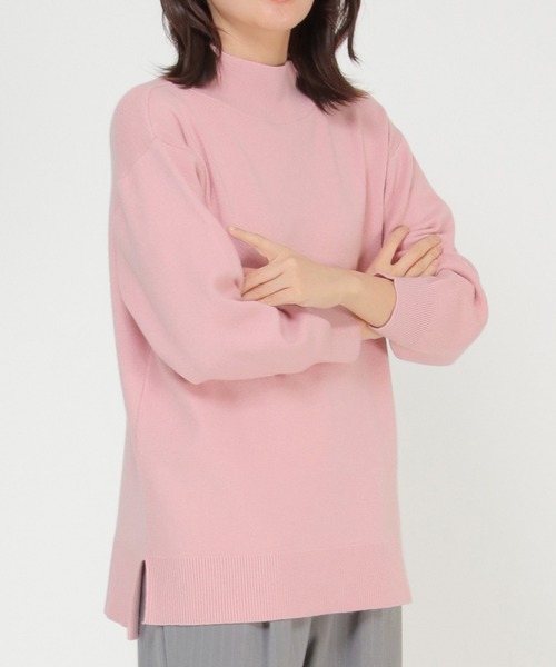 ikka(イッカ)の「総針モックネックプルオーバー(ニット/セーター・レディース・ライトグレー/スカイブルー/ブラック/ベージュ/ピンク/ミント・S/M/L)」の1枚目の写真