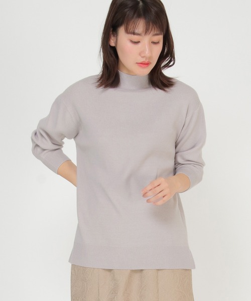 ikka(イッカ)の「総針モックネックプルオーバー(ニット/セーター・レディース・ライトグレー/スカイブルー/ブラック/ベージュ/ピンク/ミント・S/M/L)」の3枚目の写真