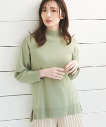 総針モックネックプルオーバー