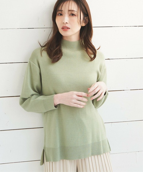 ikka(イッカ)の「総針モックネックプルオーバー(ニット/セーター・レディース・ライトグレー/スカイブルー/ブラック/ベージュ/ピンク/ミント・S/M/L)」の5枚目の写真