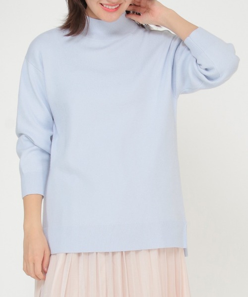 ikka(イッカ)の「総針モックネックプルオーバー(ニット/セーター・レディース・ライトグレー/スカイブルー/ブラック/ベージュ/ピンク/ミント・S/M/L)」の6枚目の写真