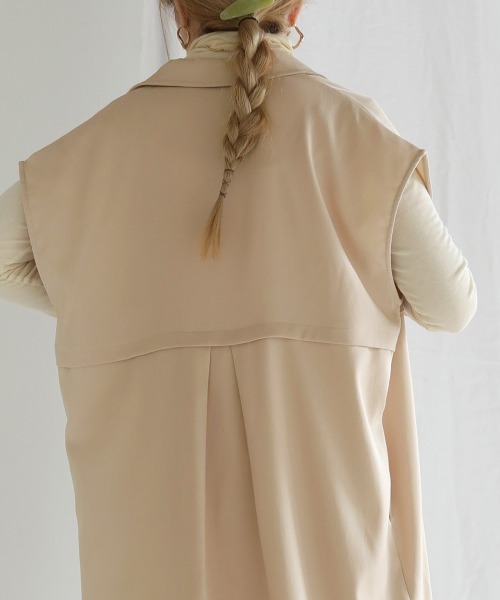 Bab(バブ)の「【セットアップ対応】ウエスト切替ロングジレ(ベスト・レディース・ライトグリーン/アイボリー・M)」の5枚目の写真