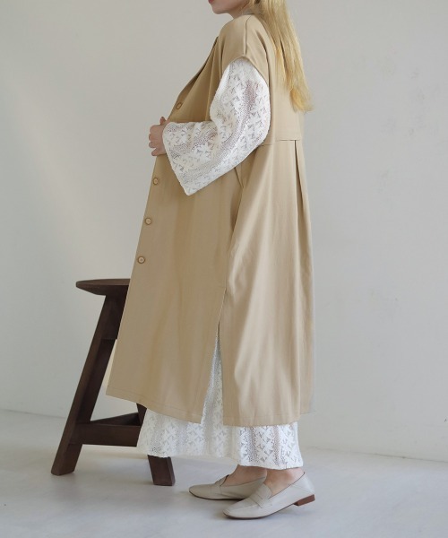 Bab(バブ)の「【セットアップ対応】ウエスト切替ロングジレ(ベスト・レディース・ライトグリーン/アイボリー・M)」の12枚目の写真