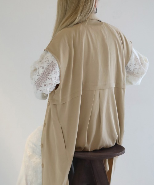 Bab(バブ)の「【セットアップ対応】ウエスト切替ロングジレ(ベスト・レディース・ライトグリーン/アイボリー・M)」の13枚目の写真